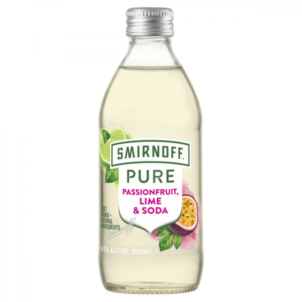 Smirnoff Pure Pass/Lime Soda Bt 300ml